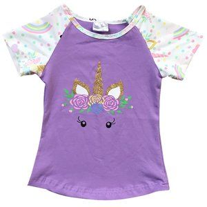 Little Girl Kids Toddler Short Sleeve Unicorn Floral Easter T-shirt Top Blouse